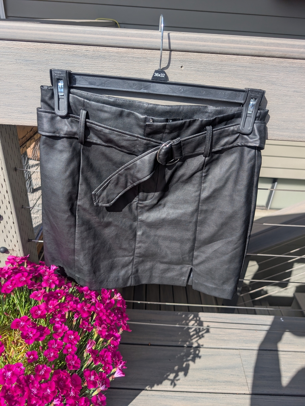Forever 21 Black Faux Leather Belted Mini Skirt